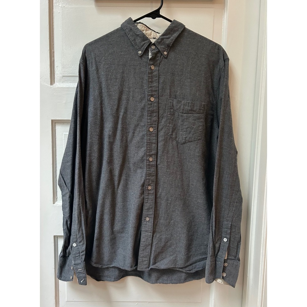 Rag & Bone Standard Issue Charcoal Grey Cotton Flannel Button Down Shirt XL